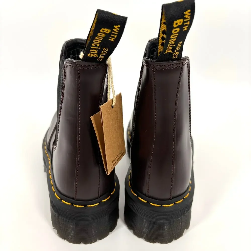 Nw Dr. Martens 2976 Quad Platform Chelsea Boots Womens 9 Mens 8 Burgundy Leather